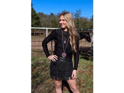 Merigold Kiss Velvet Mesh Aztec Print Top