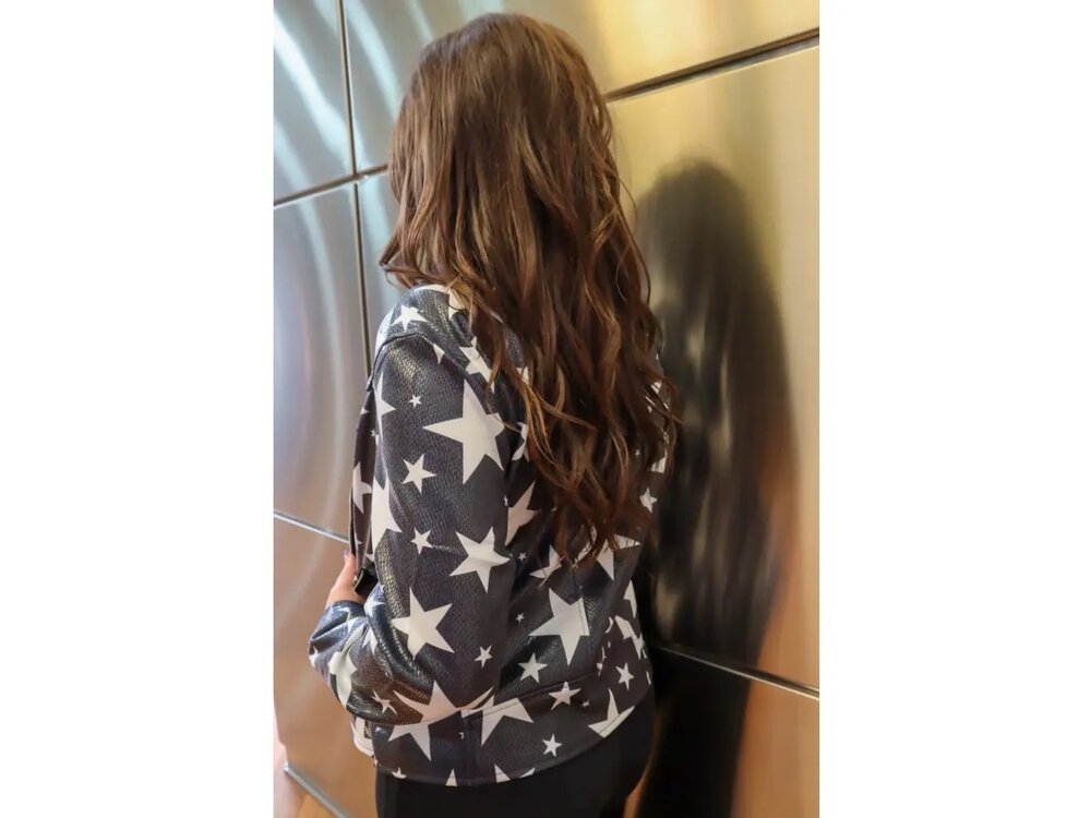 Merigold Kiss Snakeprint Star Moto Jacket-