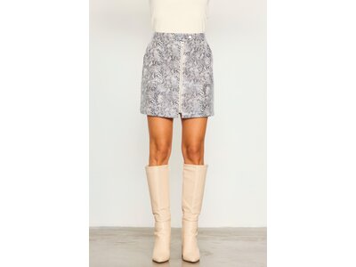 Skies Are Blue Suede Snakeskin Pattern Skirt- White