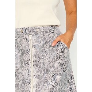 Skies Are Blue Suede Snakeskin Pattern Skirt- White