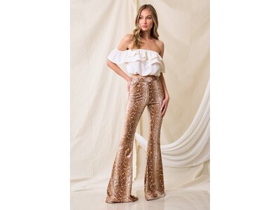 Saints and Hearts Snakeskin Bell with Pockets- 34inseam-