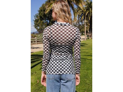 Timing Sheer Checkered Button Up