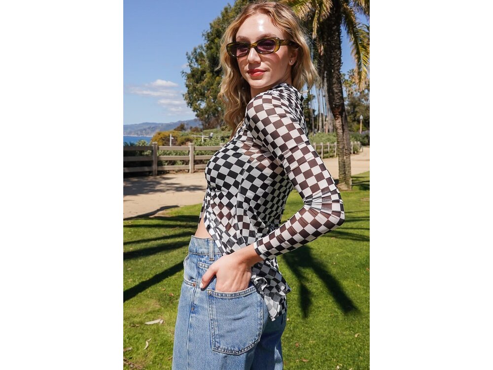Timing Sheer Checkered Button Up