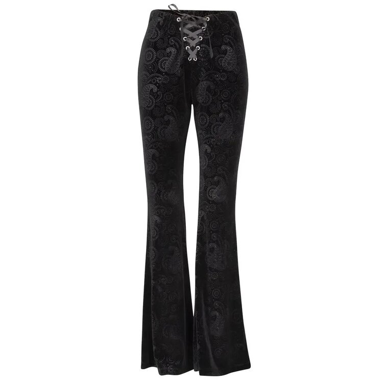 Pretty Attitude Paisley Velvet Burnout 70's Flare- Black