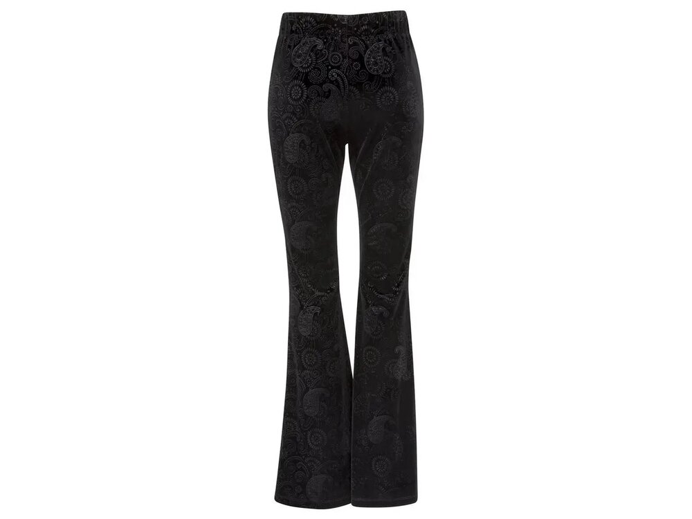 Pretty Attitude Paisley Velvet Burnout 70's Flare- Black