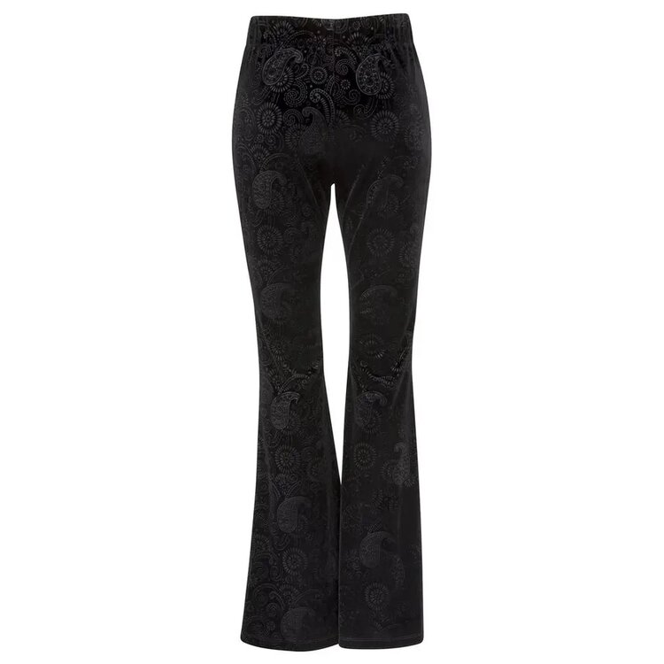 Pretty Attitude Paisley Velvet Burnout 70's Flare- Black