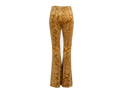 Pretty Attitude Brocade Velvet Burnout 70s Flare- Gold