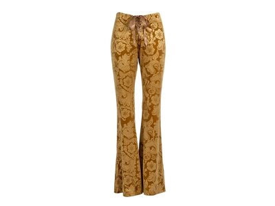 Pretty Attitude Brocade Velvet Burnout 70s Flare- Gold