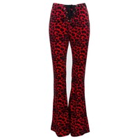 Animal Print Velvet Bell Bottom- Red-