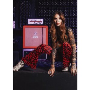 Pretty Attitude Animal Print Velvet Bell Bottom- Red-