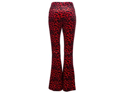 Pretty Attitude Animal Print Velvet Bell Bottom- Red-