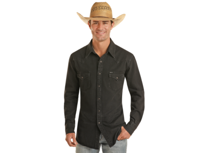 Rock and Roll Denim Black Denim Snap Shirt- bmn2s03703