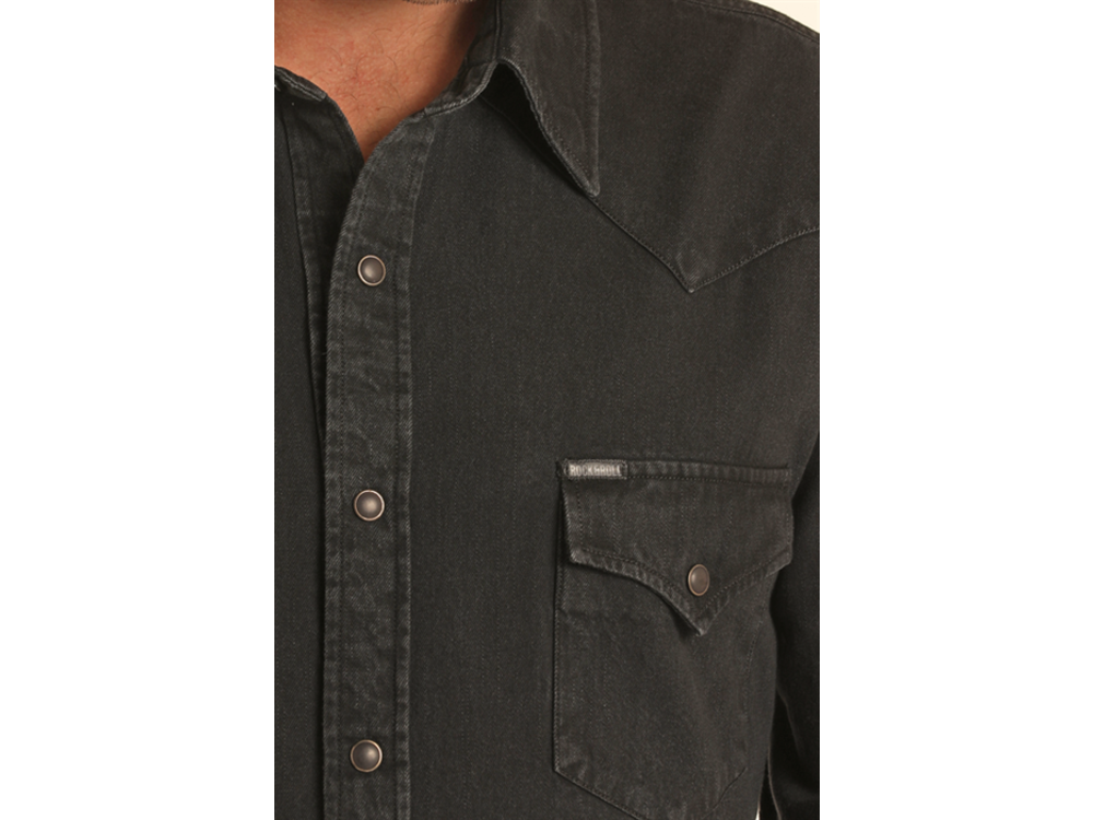 Rock and Roll Denim Black Denim Snap Shirt- bmn2s03703