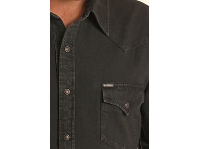 Rock and Roll Denim Black Denim Snap Shirt- bmn2s03703
