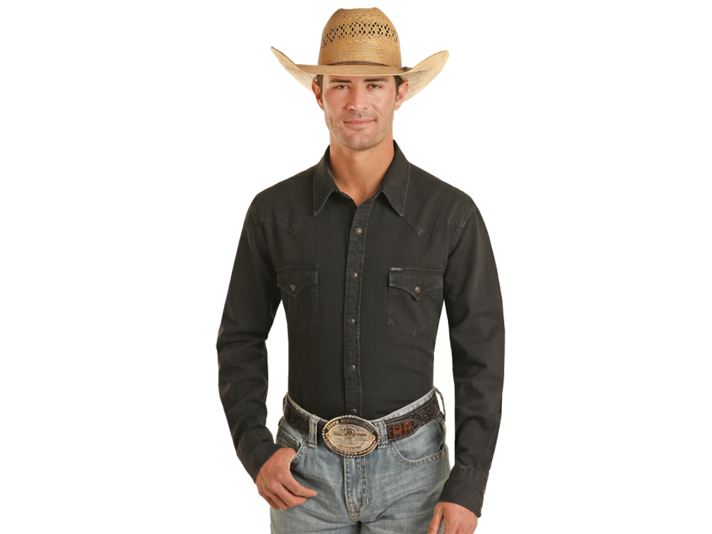 Rock and Roll Denim Black Denim Snap Shirt- bmn2s03703