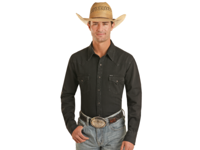 Rock and Roll Denim Black Denim Snap Shirt- bmn2s03703