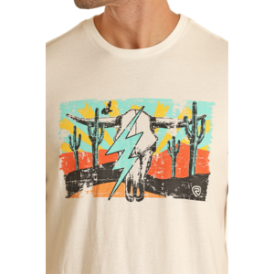 Rock and Roll Denim Western Lightning Graphic Tee- Cream-