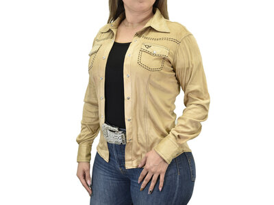 Cowgirl Hardware Western Buckskin Suede Shirt-