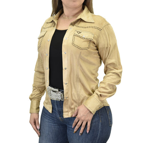 Cowgirl Hardware Western Buckskin Suede Shirt-