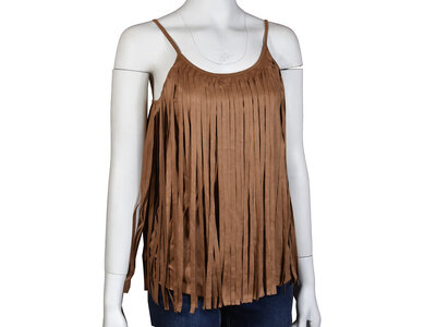 Cowgirl Hardware Faux Suede Fringe Cami- Mocha