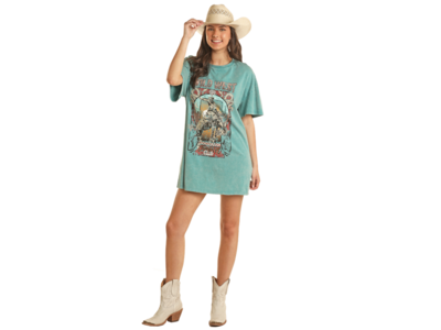 Rock and Roll Denim Cowboy Club T-Shirt Dress