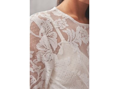 Ces Femme Floral Sheer Bodysuit- White