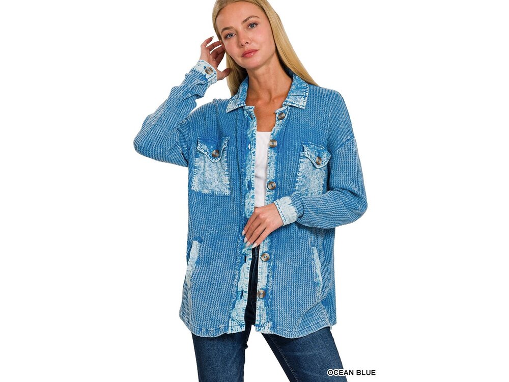 Acid Wash Shacket- CJW-3217D4-