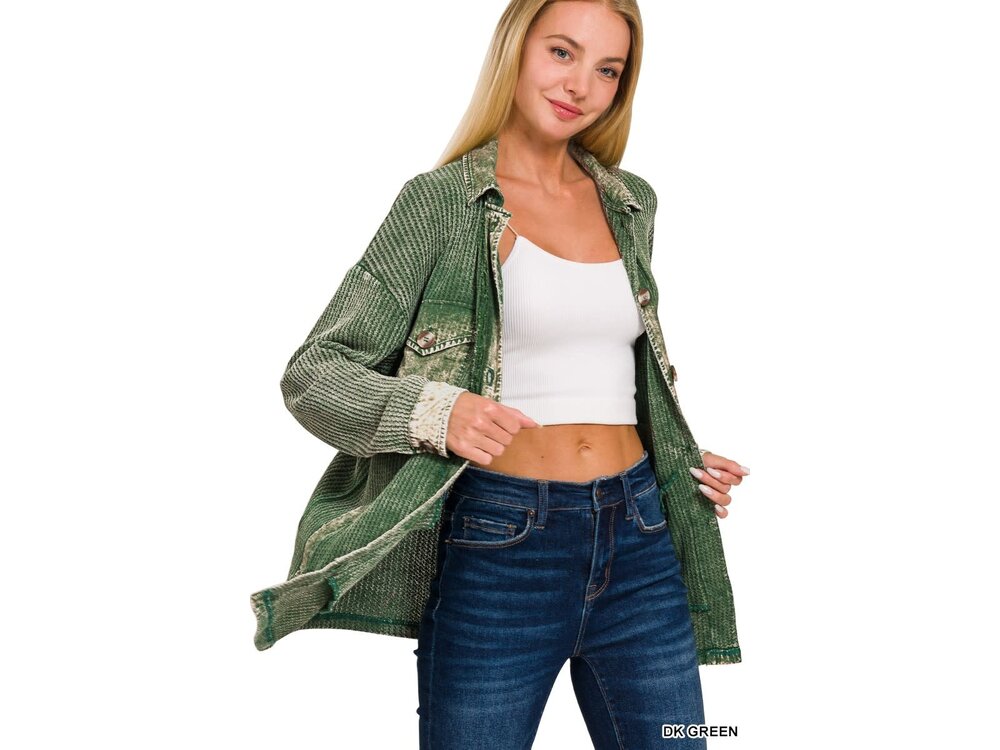 Acid Wash Shacket- CJW-3217D4-