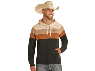 Rock and Roll Denim ColorBlock Hoodie- BM94T03544- Black-