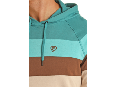 Rock and Roll Denim ColorBlock Hoodie- BM94T03543- Teal-