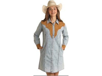 Rock and Roll Denim Western Yoke Denim Dress-