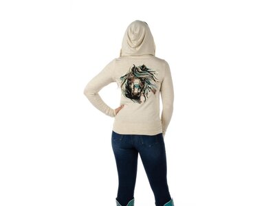Liberty Wear Zip-Up Hoodie- Oat- Horse-