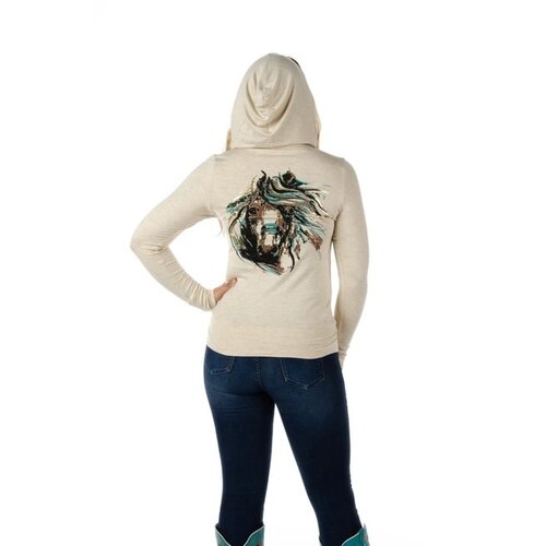 Liberty Wear Zip-Up Hoodie- Oat- Horse-