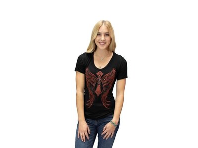 Liberty Wear Short Sleeve- Black- Red Wings-