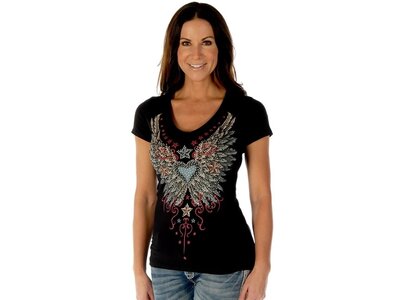Liberty Wear Short Sleeve- Black- Heart Wings-
