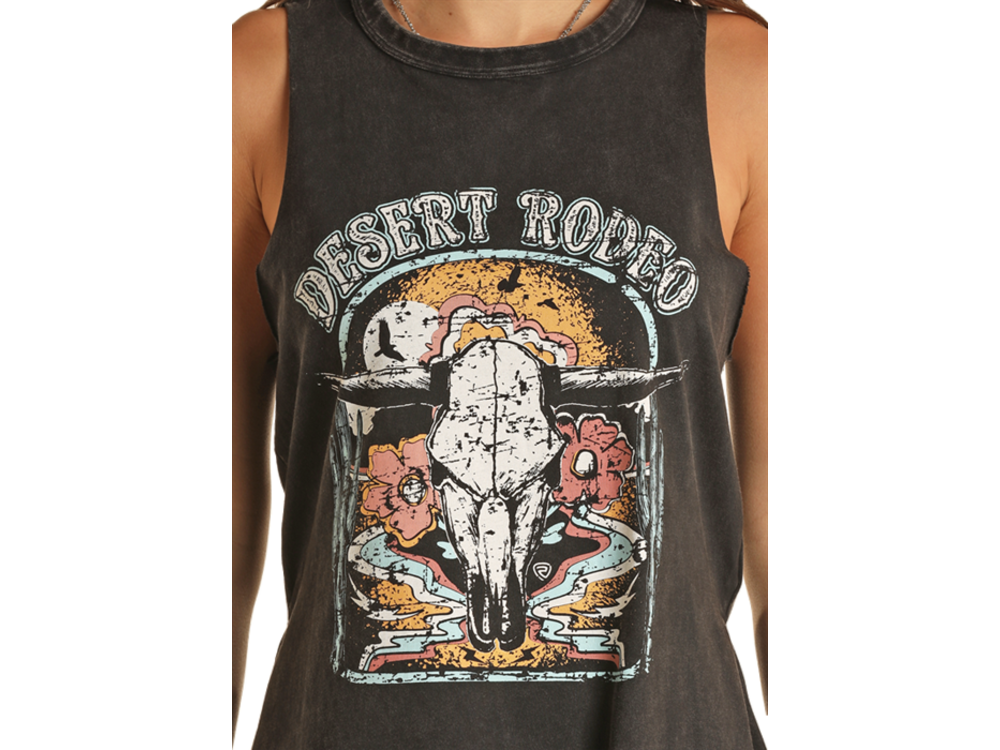 Rock and Roll Denim Graphic Tank- BW20T03288- Black