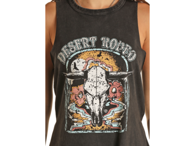 Rock and Roll Denim Graphic Tank- BW20T03288- Black