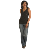 Studded Surplice Tank- LW20T03414 - Black -