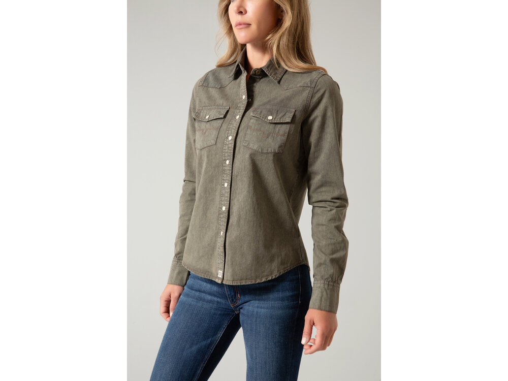Kimes Ranch Kaycee Denim Top- Army Green-