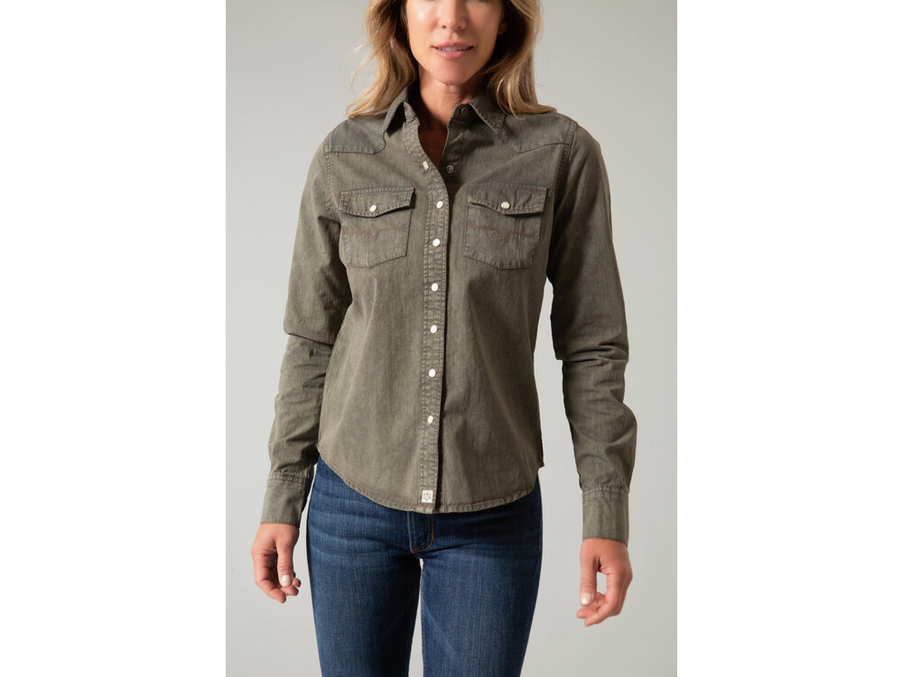 Kimes Ranch Kaycee Denim Top- Army Green-