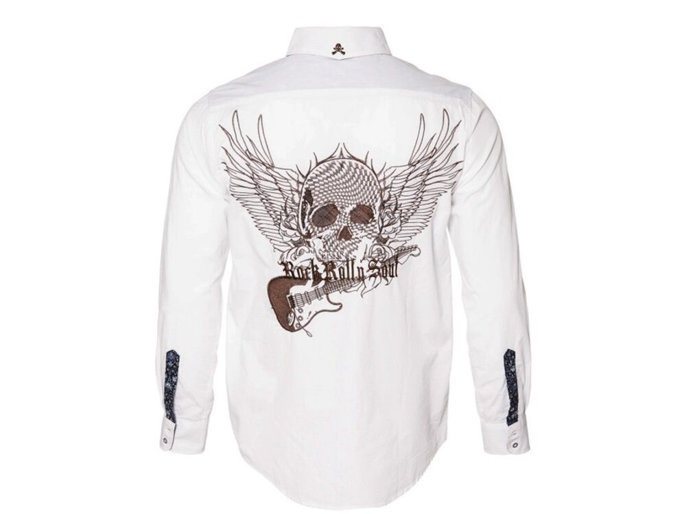 Rock Roll N Soul Flying Skull & Guitar- White -