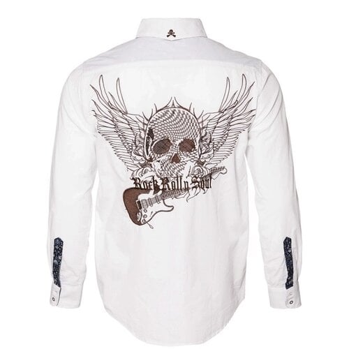 Rock Roll N Soul Flying Skull & Guitar- White -