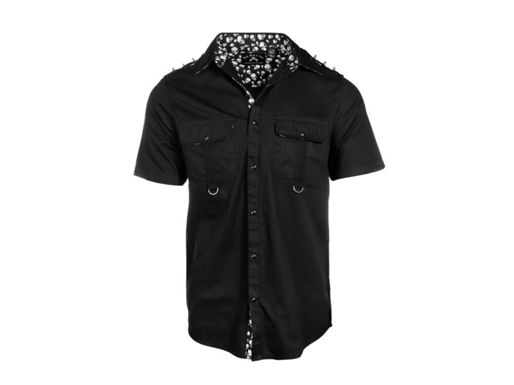 Rock Roll N Soul Glen - Black Short Sleeve Studded Shirt-