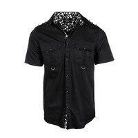 Glen - Black Short Sleeve Studded Shirt-