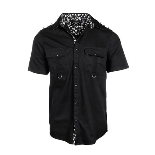 Rock Roll N Soul Glen - Black Short Sleeve Studded Shirt-