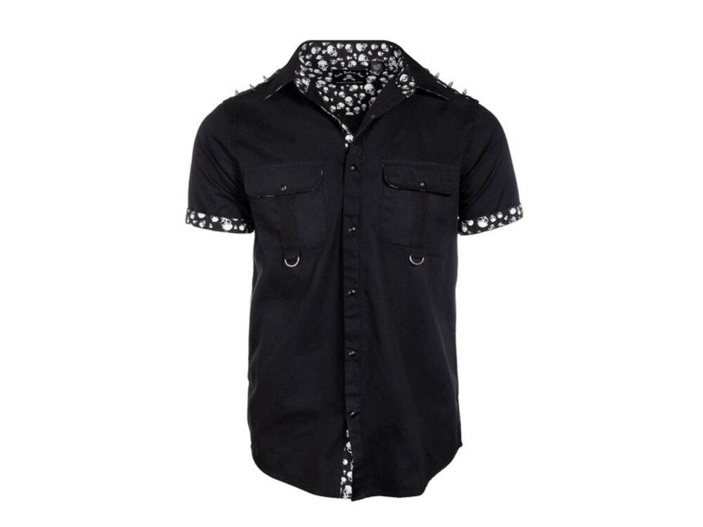 Rock Roll N Soul Glen - Black Short Sleeve Studded Shirt-