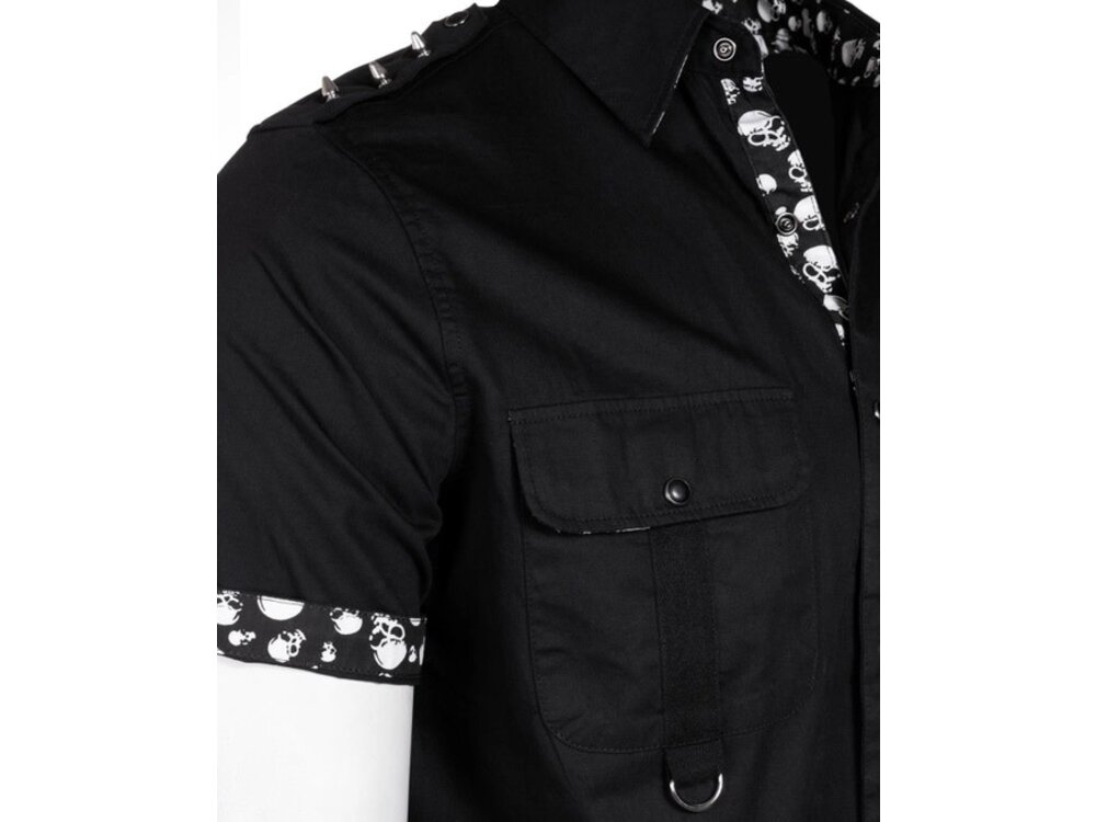 Rock Roll N Soul Glen - Black Short Sleeve Studded Shirt-