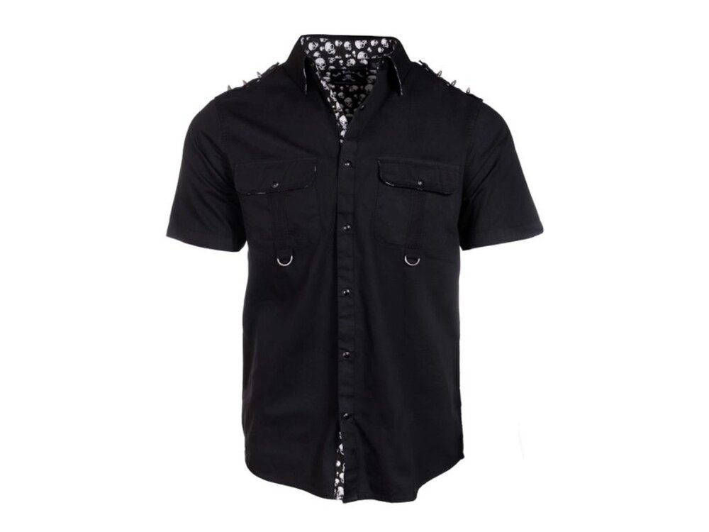 Rock Roll N Soul Glen - Black Short Sleeve Studded Shirt-