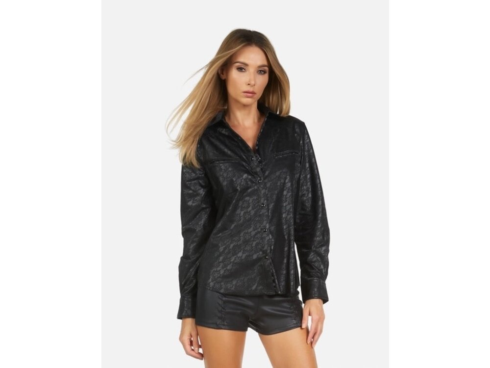 Rock Roll N Soul Leather & Lace- Women's Shirt - Black