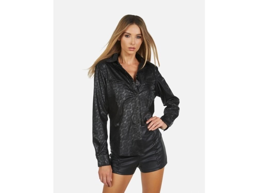 Rock Roll N Soul Leather & Lace- Women's Shirt - Black
